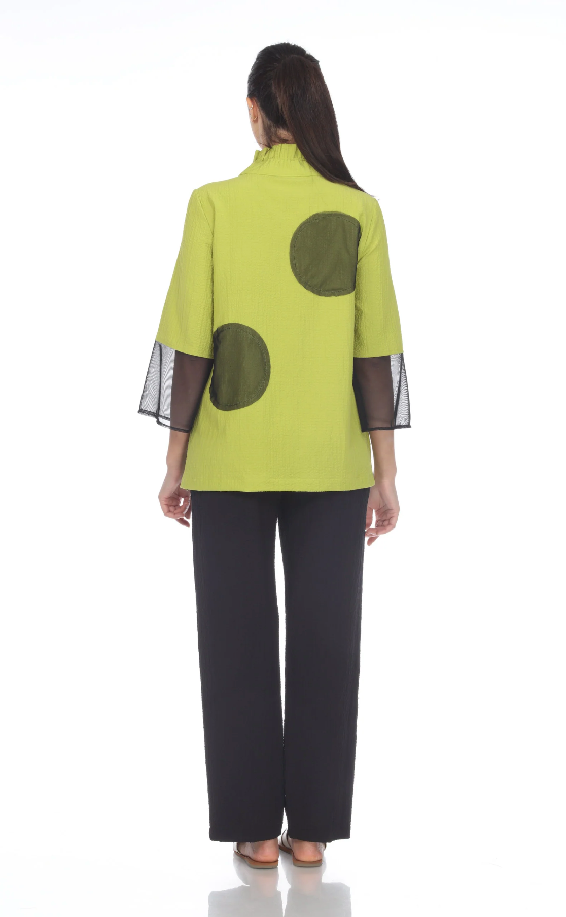 MOONLIGHT Button Down Lime & Dot Top - 3498