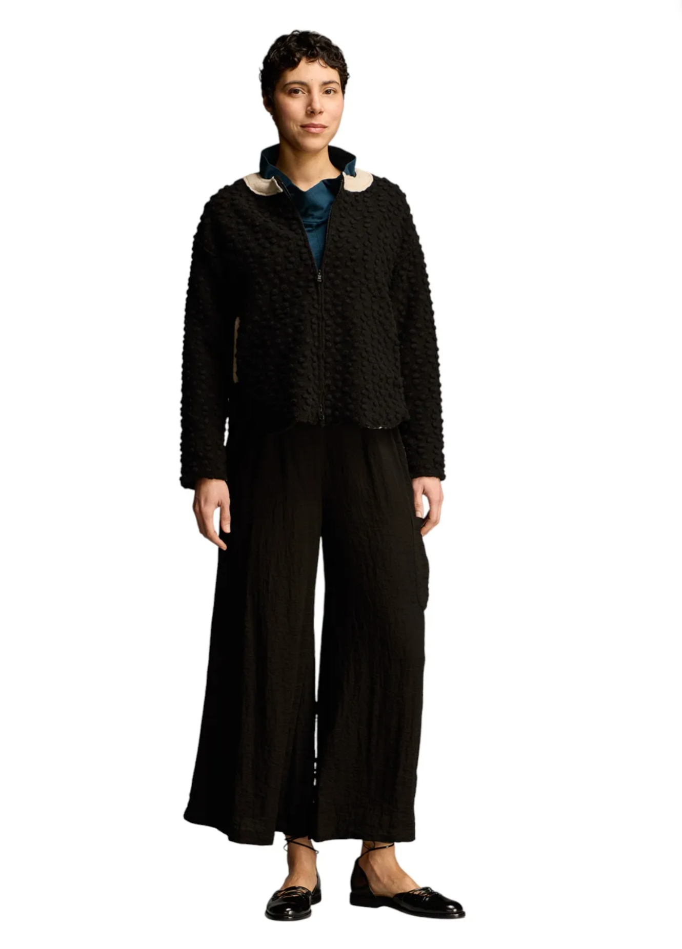 CUT LOOSE Pebbled Boiled Wool Bomber Jacket - 3908189