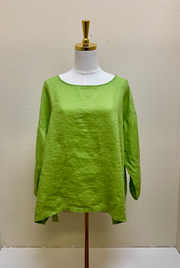 CUT LOOSE Hanky Linen Tulip Sleeve Top - 4206329 - VERDE
