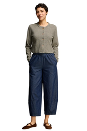CUT LOOSE Black Stripe Doublecloth Crop Asym Cardigan - 0588922
