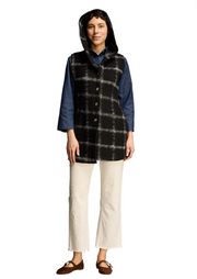 CUT LOOSE Plaid Boiled Wool Hooded Vest - 3715724