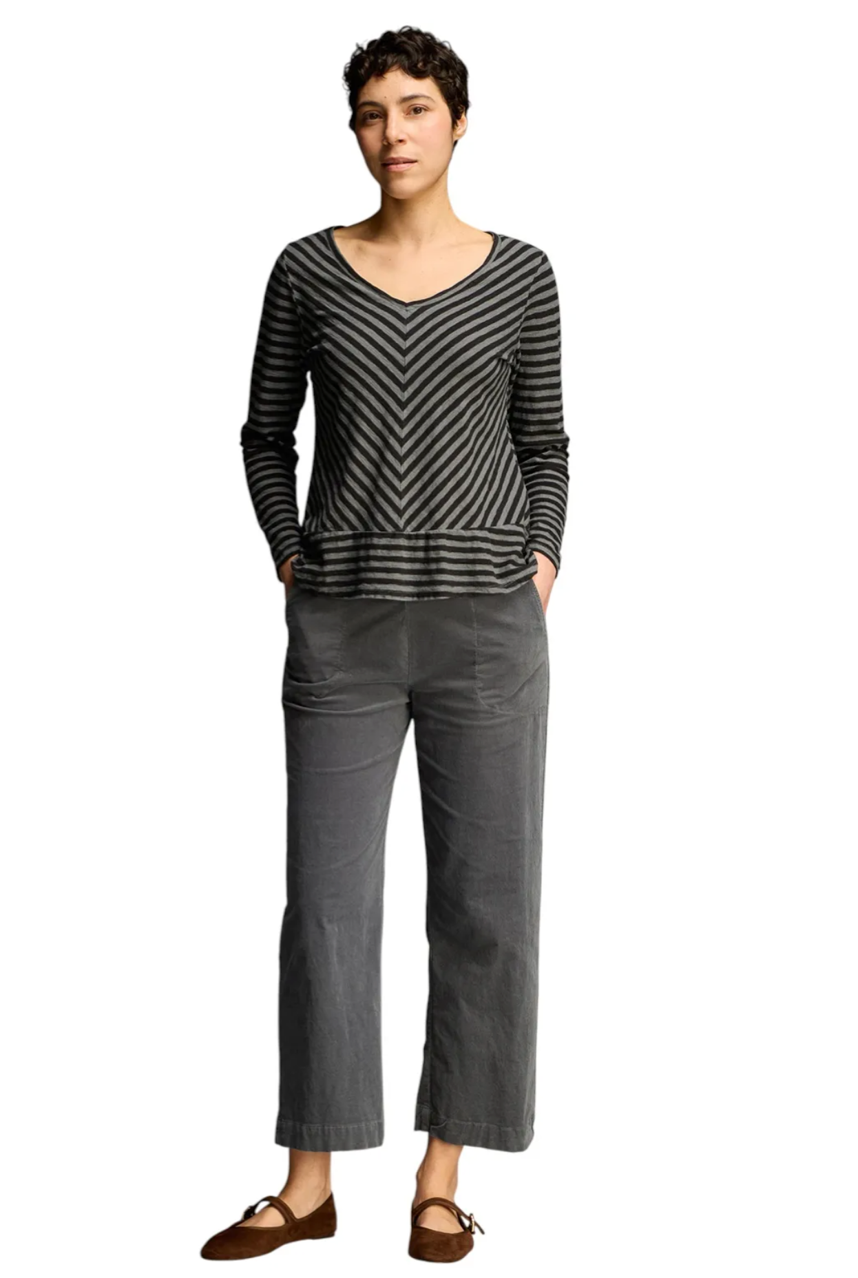 CUT LOOSE Black Stripe Long Sleeve Border Top - 5757821