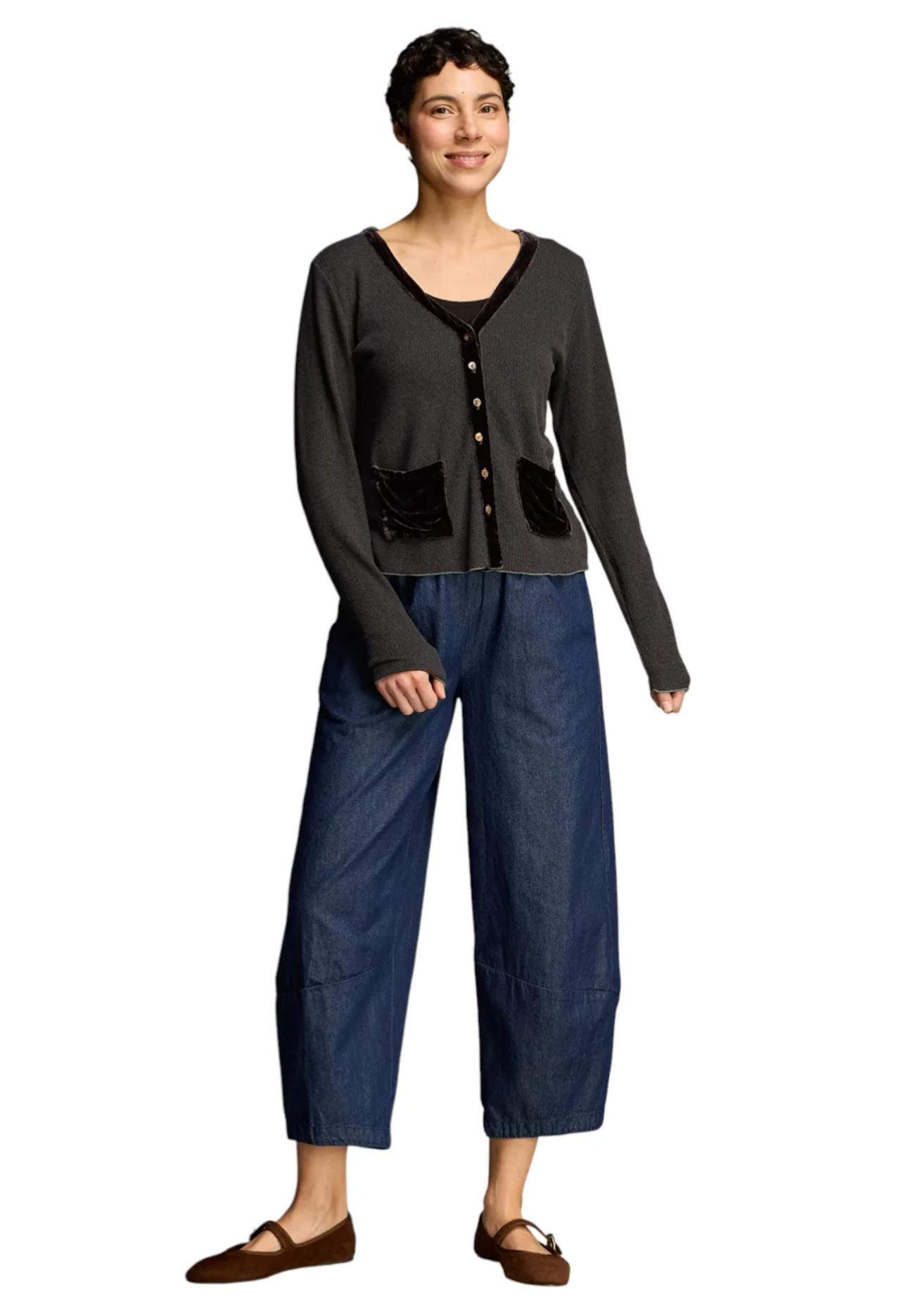 CUT LOOSE Marled Sweater Knit Crop Pocket Cardigan - 6708718