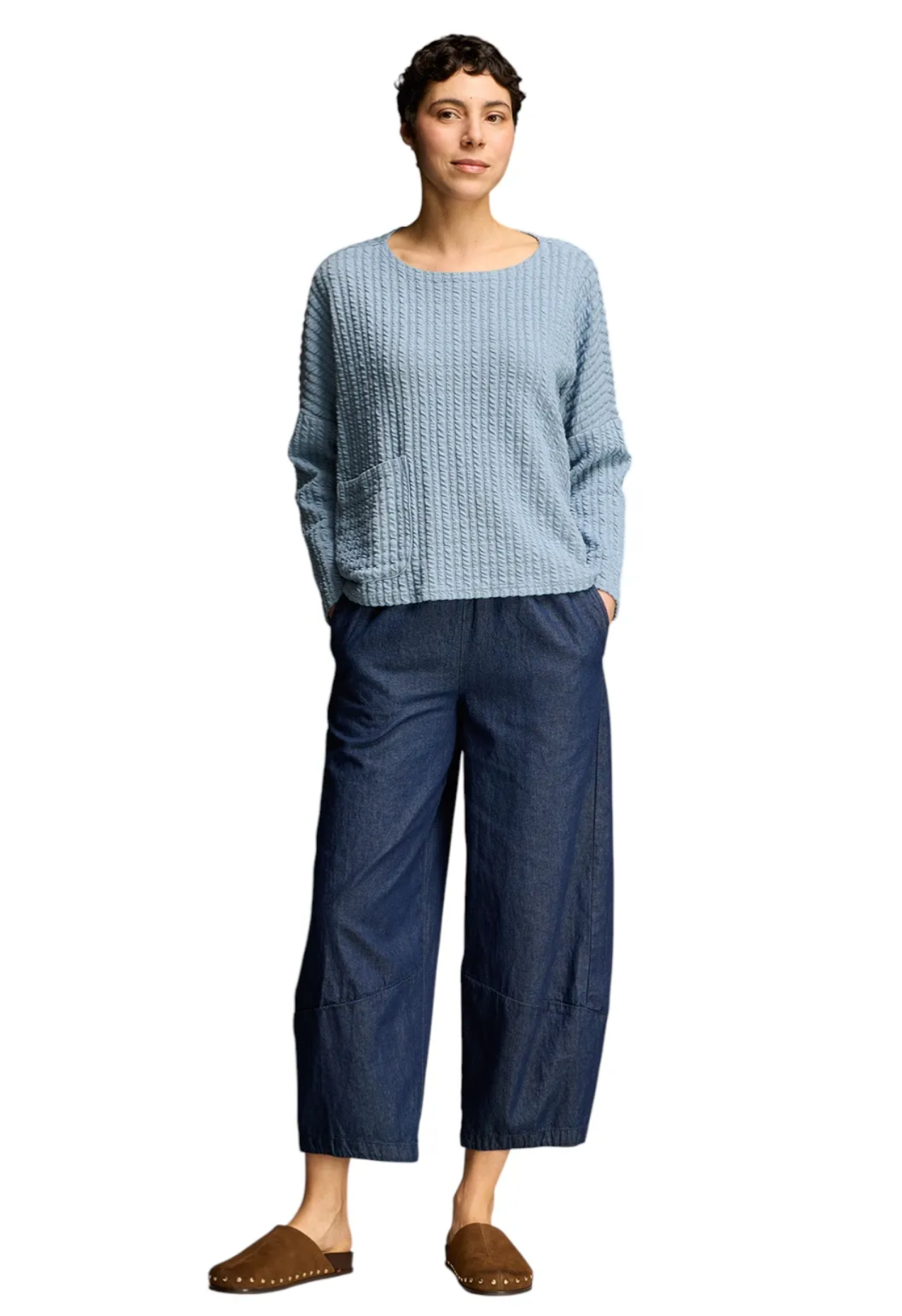 CUT LOOSE Textured Stripe One-Size Pocket Pullover - 0697625