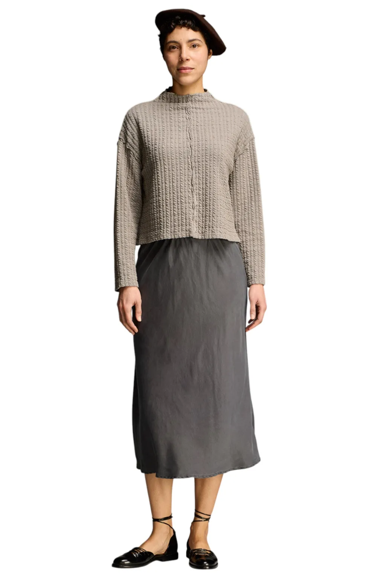 CUT LOOSE Textured Stripe Funnel Pullover - 0696517