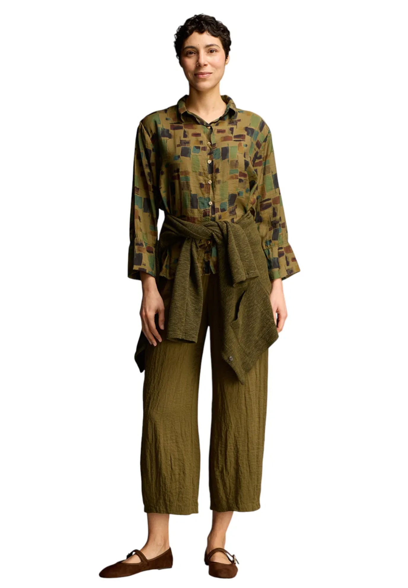 CUT LOOSE Fall Parachute Cropped Pants with Darts - 6382088