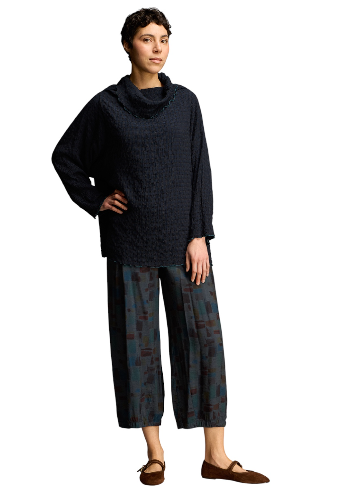 CUT LOOSE B/W Crinkle Plaid One-Size Cowl - 6826824