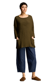 CUT LOOSE B/W Crinkle Plaid Smaller One-Size Pocket Tunic - 6826426