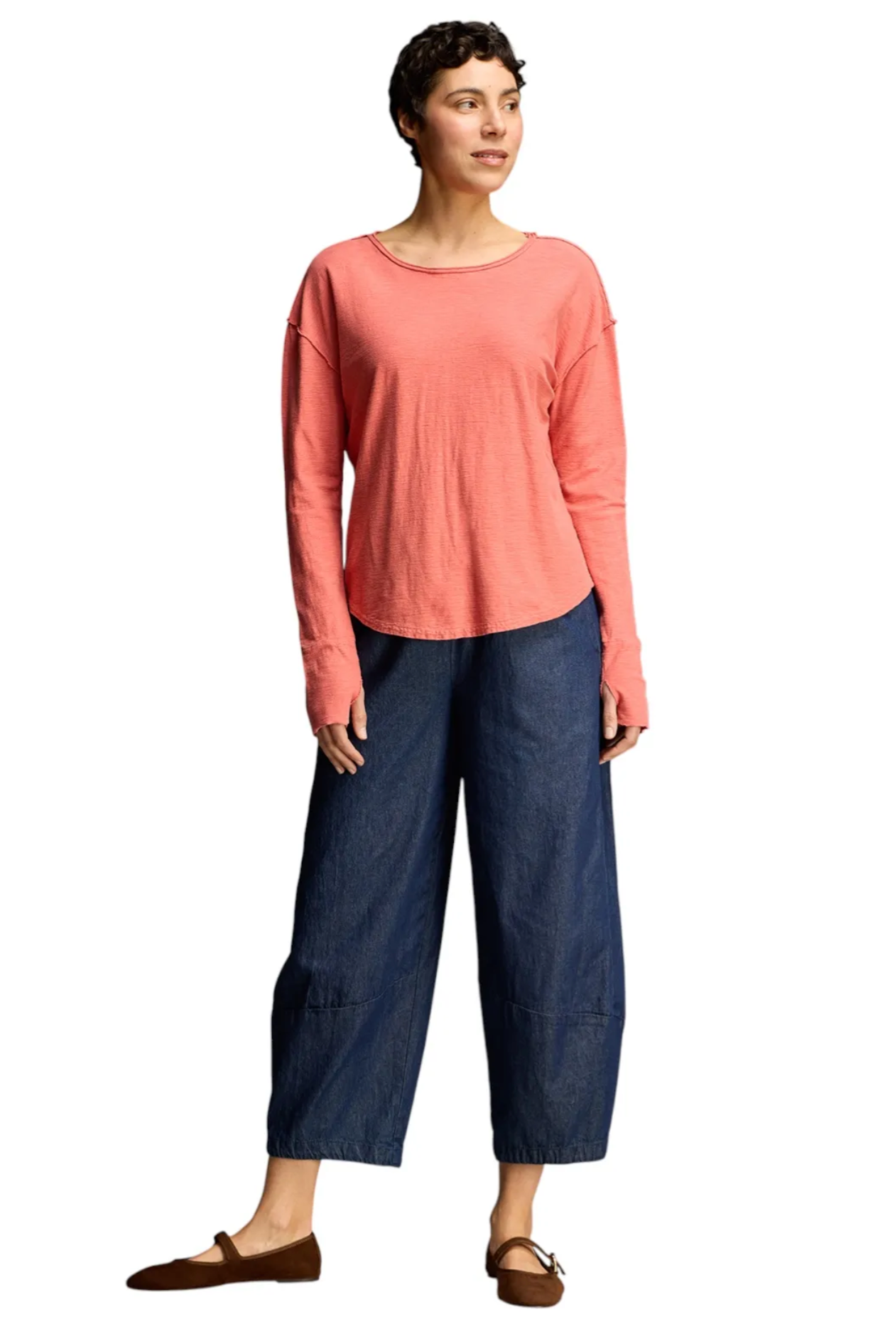 CUT LOOSE Linen Cotton Jersey Thumbhole Top - 5016372