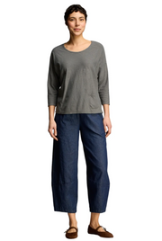 CUT LOOSE Linen Cotton Jersey Long Sleeve Bias Top - 5017811