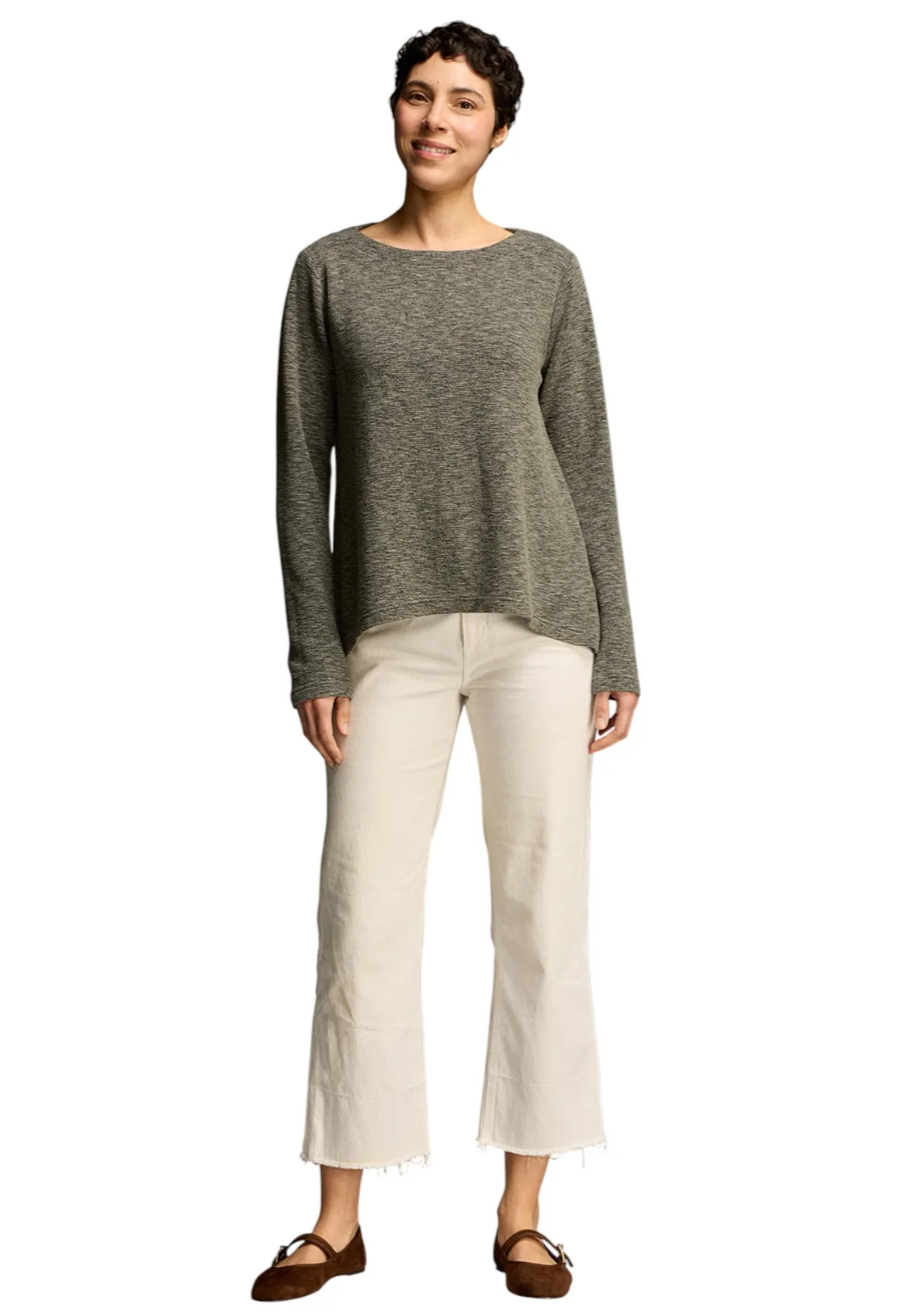 CUT LOOSE Crimped Fabric Wide Facing Pullover - 6546761