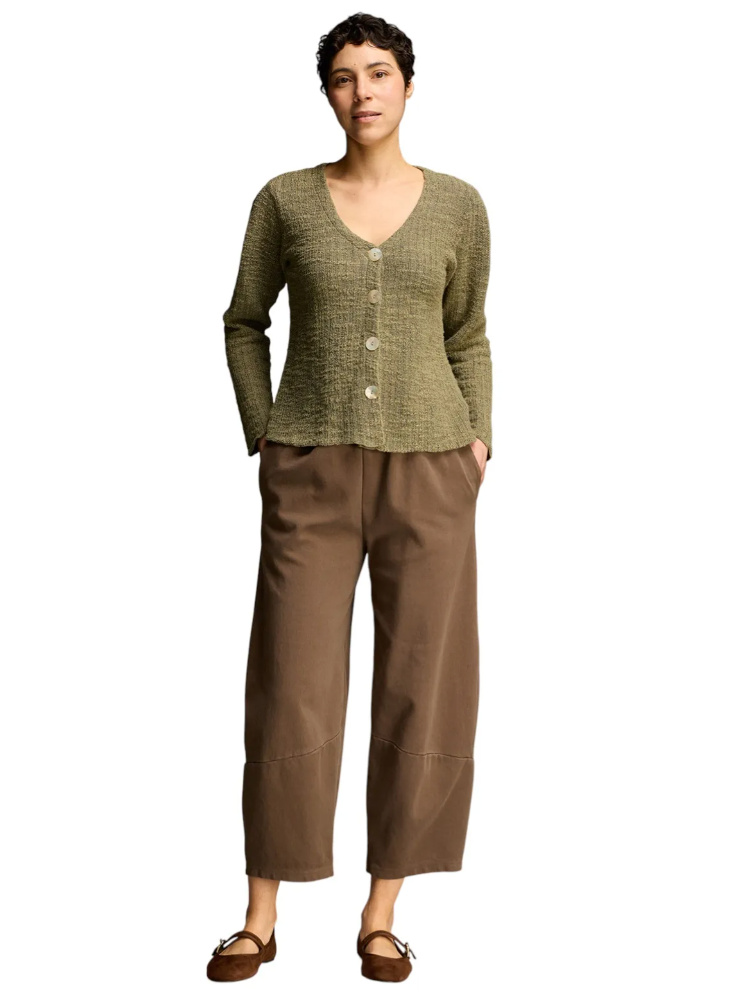 CUT LOOSE Texture Sweater Knit Puff Sleeve Cardigan - 6378514
