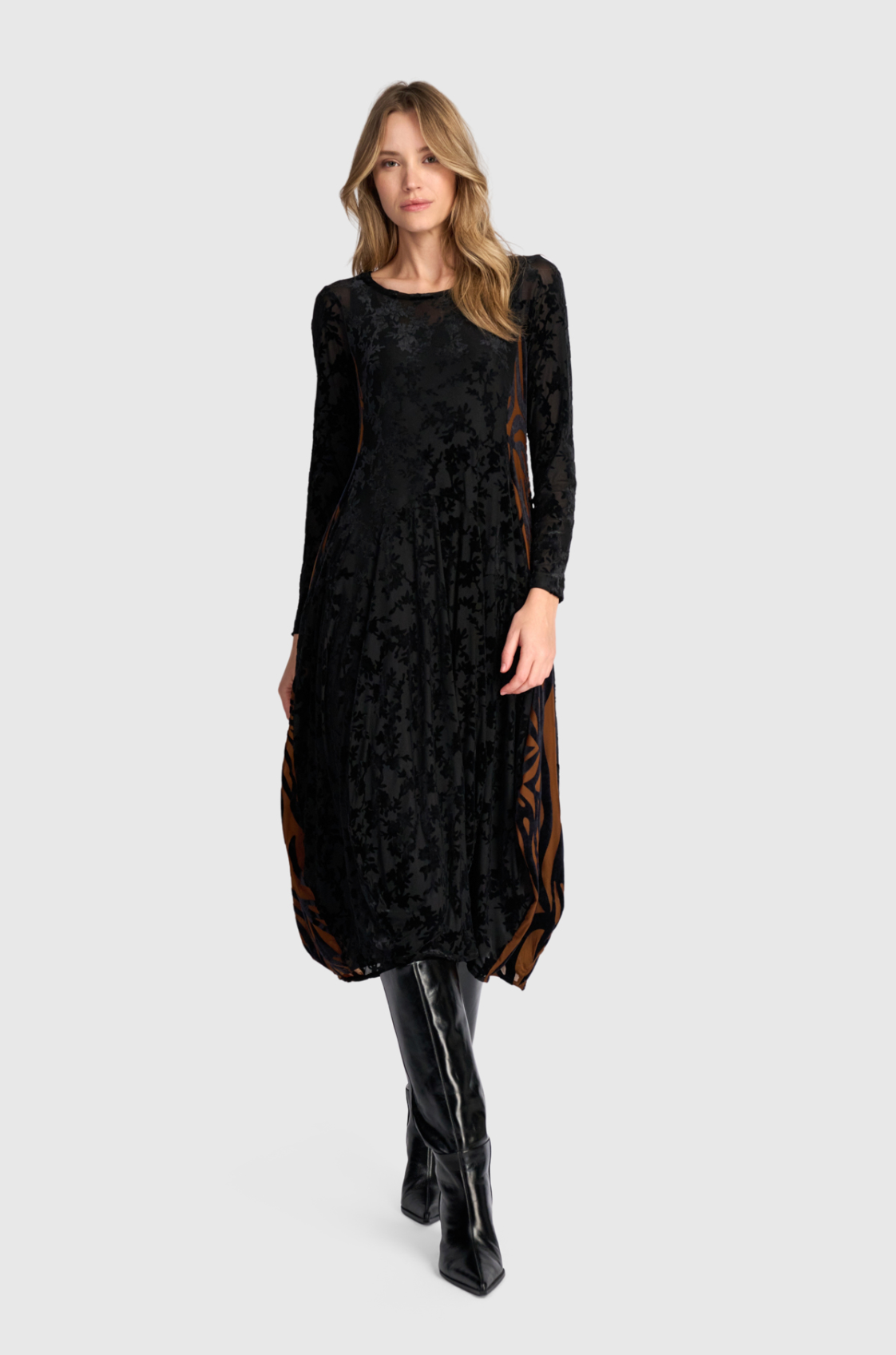 ALEMBIKA Cut Velvet Dress & Slip - AD904N - NOCTURNE