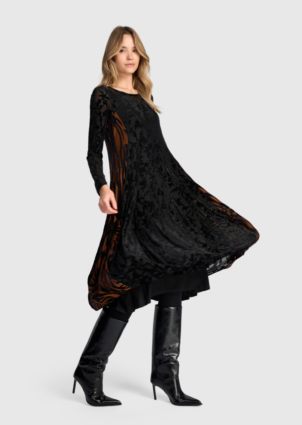 ALEMBIKA Cut Velvet Dress & Slip - AD904N - NOCTURNE