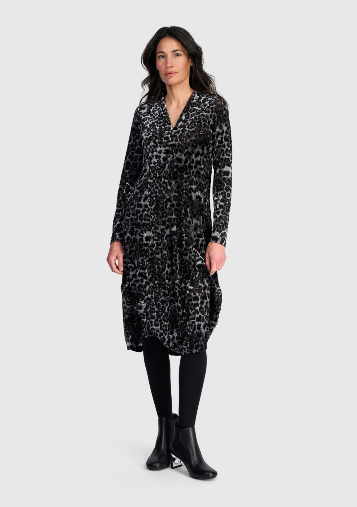 ALEMBIKA Cut Velvet Dress - AD910L - LEOPARD