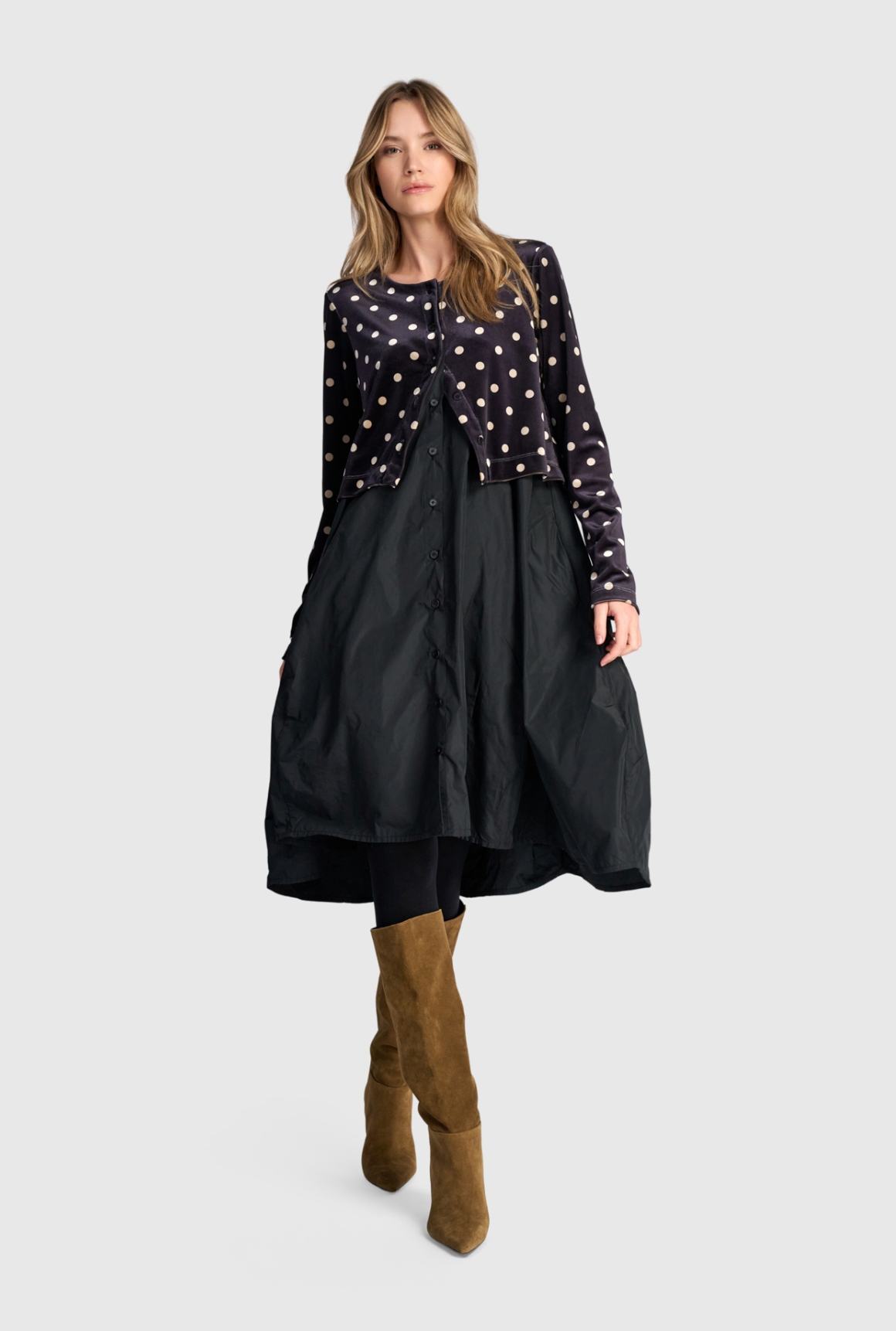 ALEMBIKA Taffeta-Velvet Dress - AD912P - POLKA