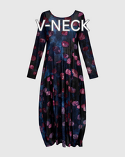 ALEMBIKA Poly-Knit V-Neck Dress - AD920M - MIDNIGHT