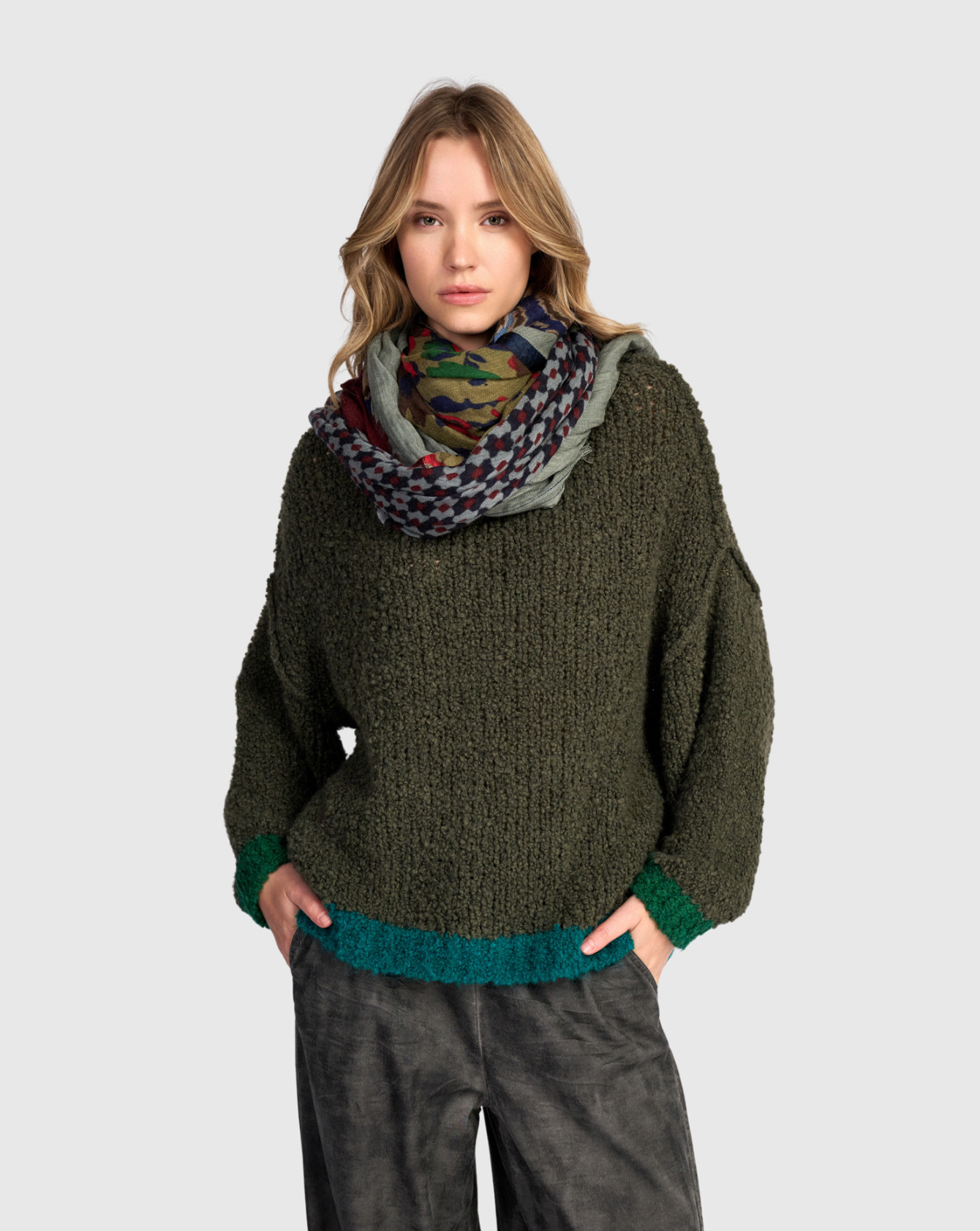 ALEMBIKA Wool Scarf - ASC121F - FLORAL