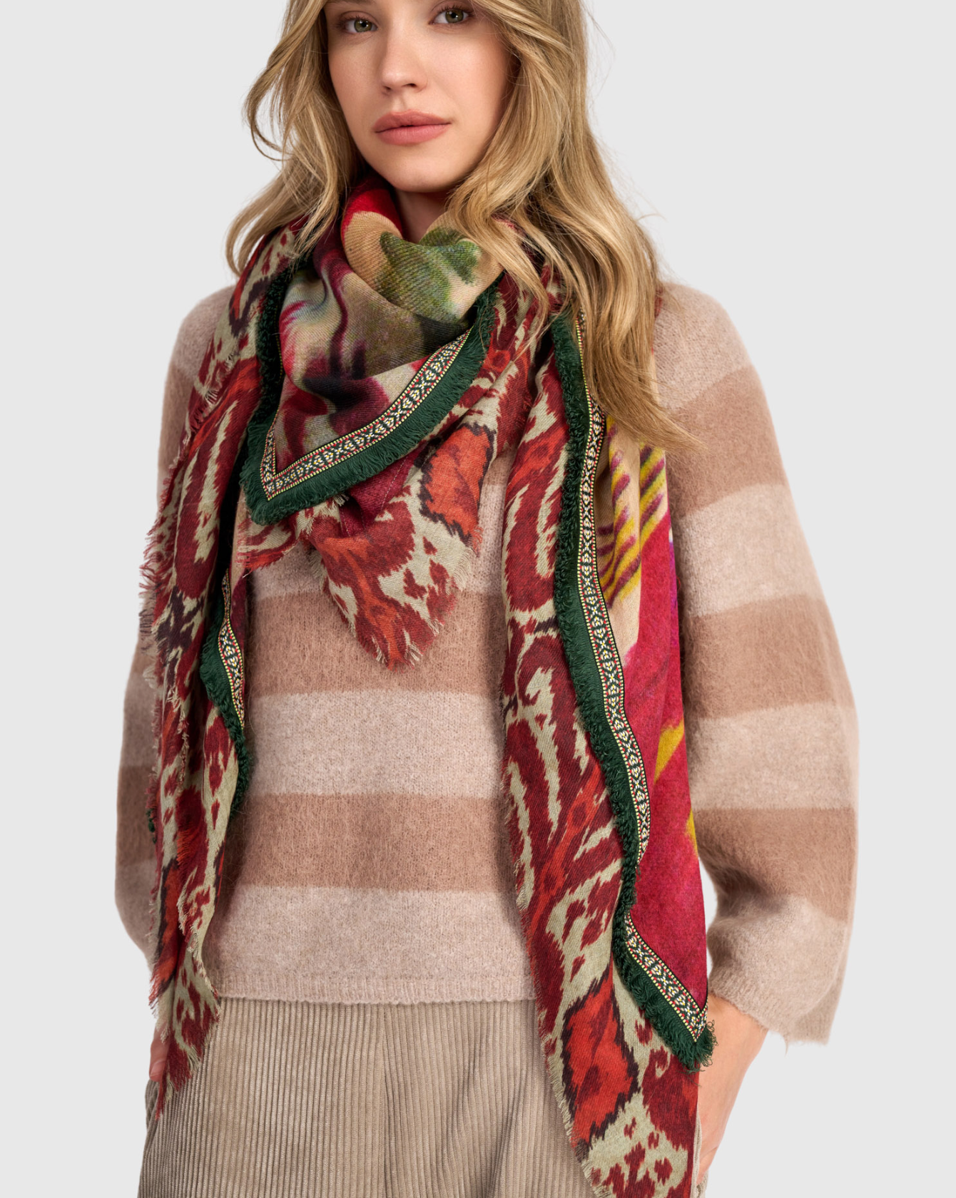 ALEMBIKA Wool Silk Scarf - ASC122E - ETHNIC