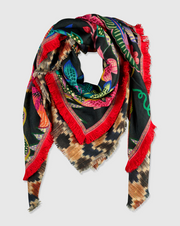 ALEMBIKA Wool Silk Scarf - ASC123B - BOTANICAL