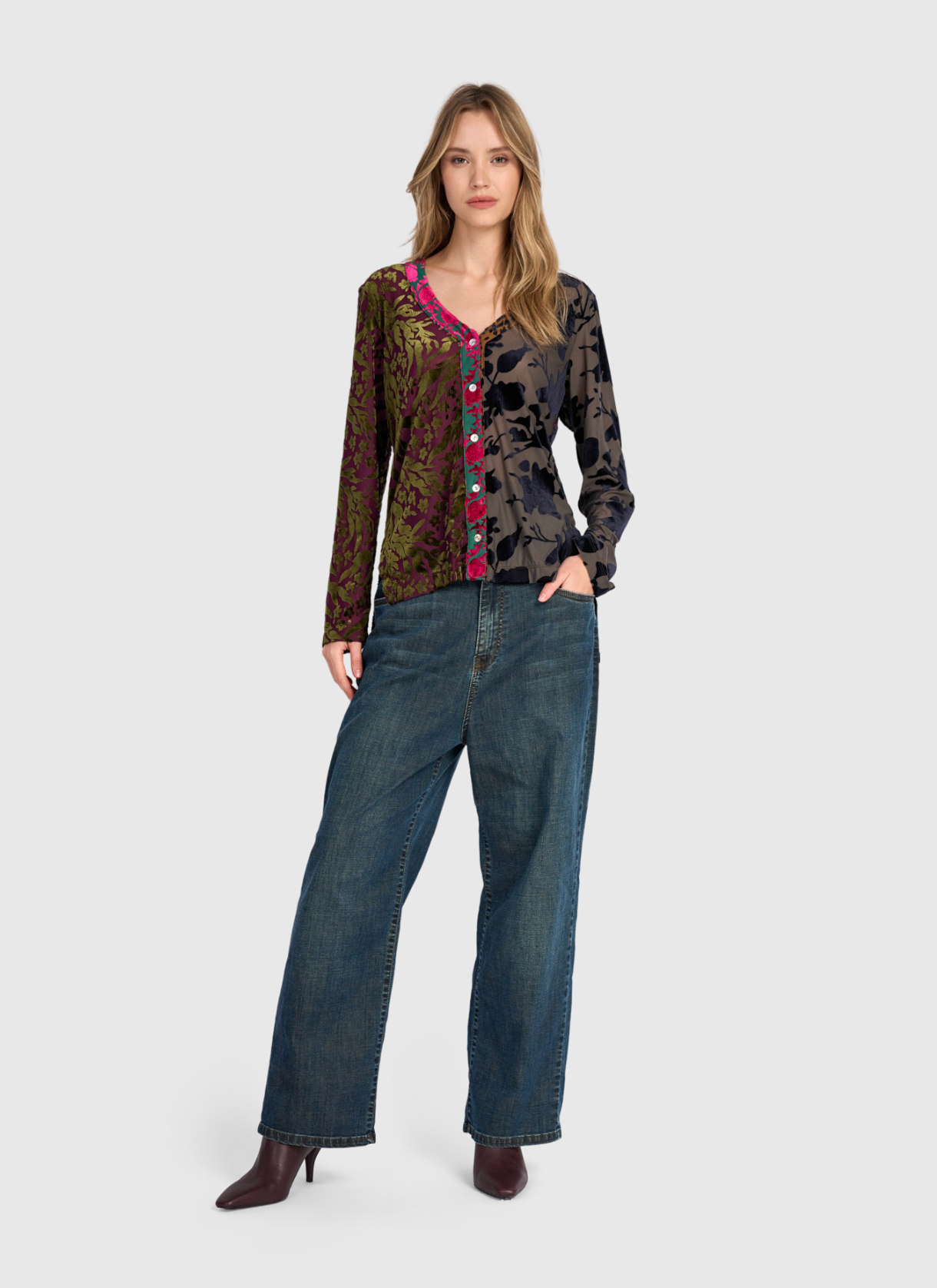 ALEMBIKA Cut Velvet Top - AT801R - REGAL