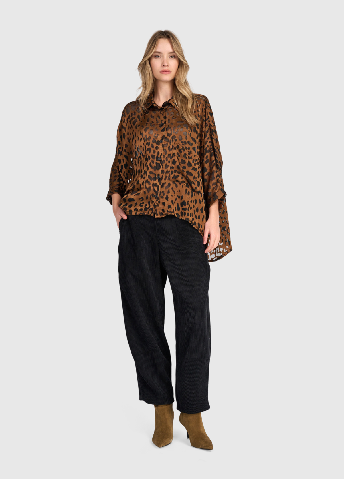 ALEMBIKA Viscose Top - AT823C - COGNAC