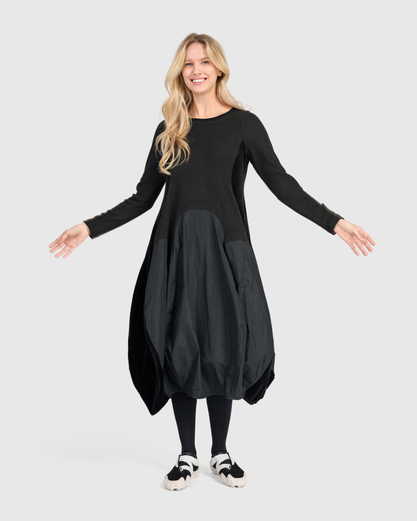 ALEMBIKA Taffeta-Jersey Dress - UD219B - BLACK