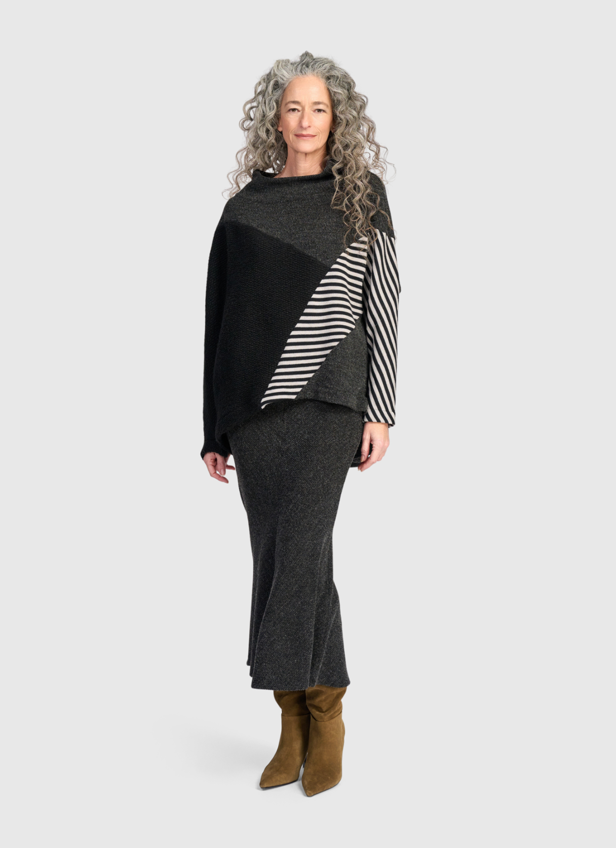 ALEMBIKA Poly-Jersey Skirt - UK231S - SHADOW