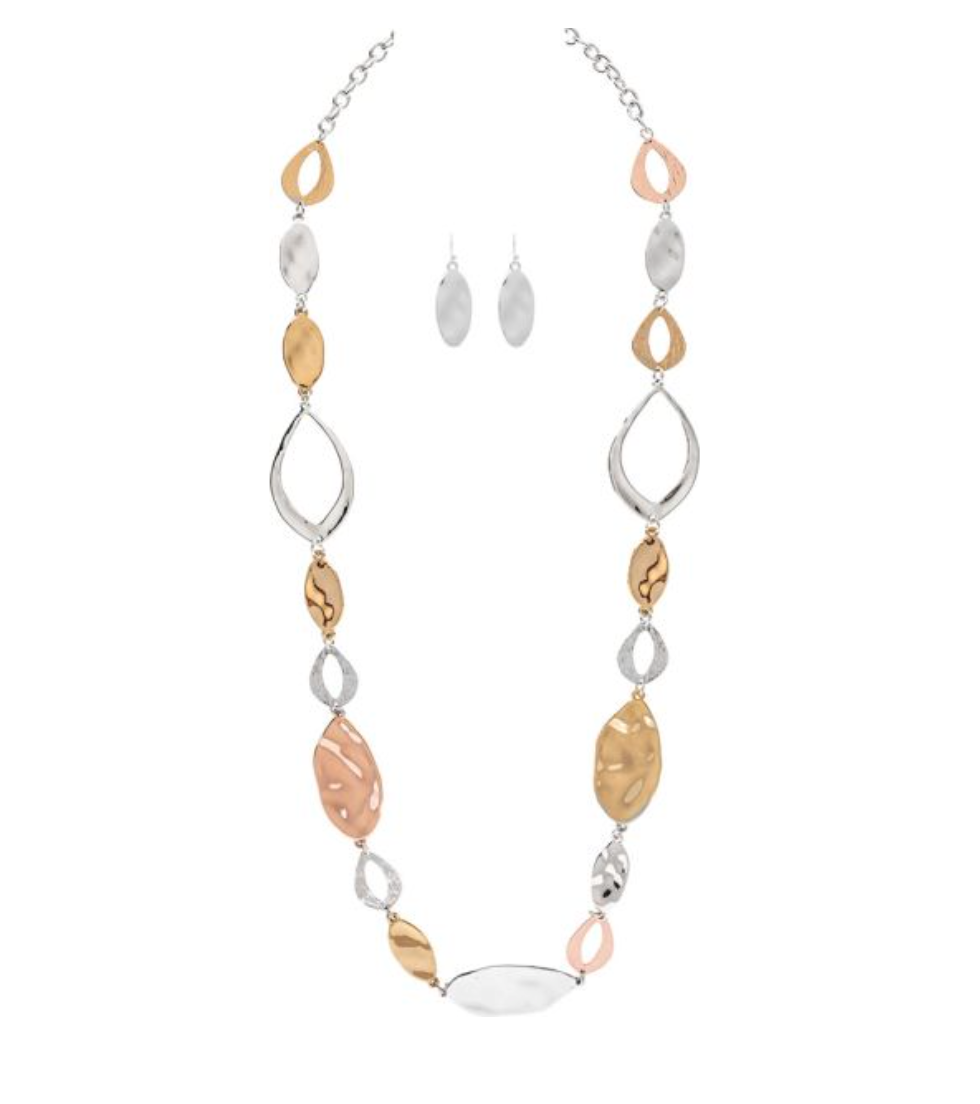 RAIN Multicolor Shiny Long Ellipse Links Necklace