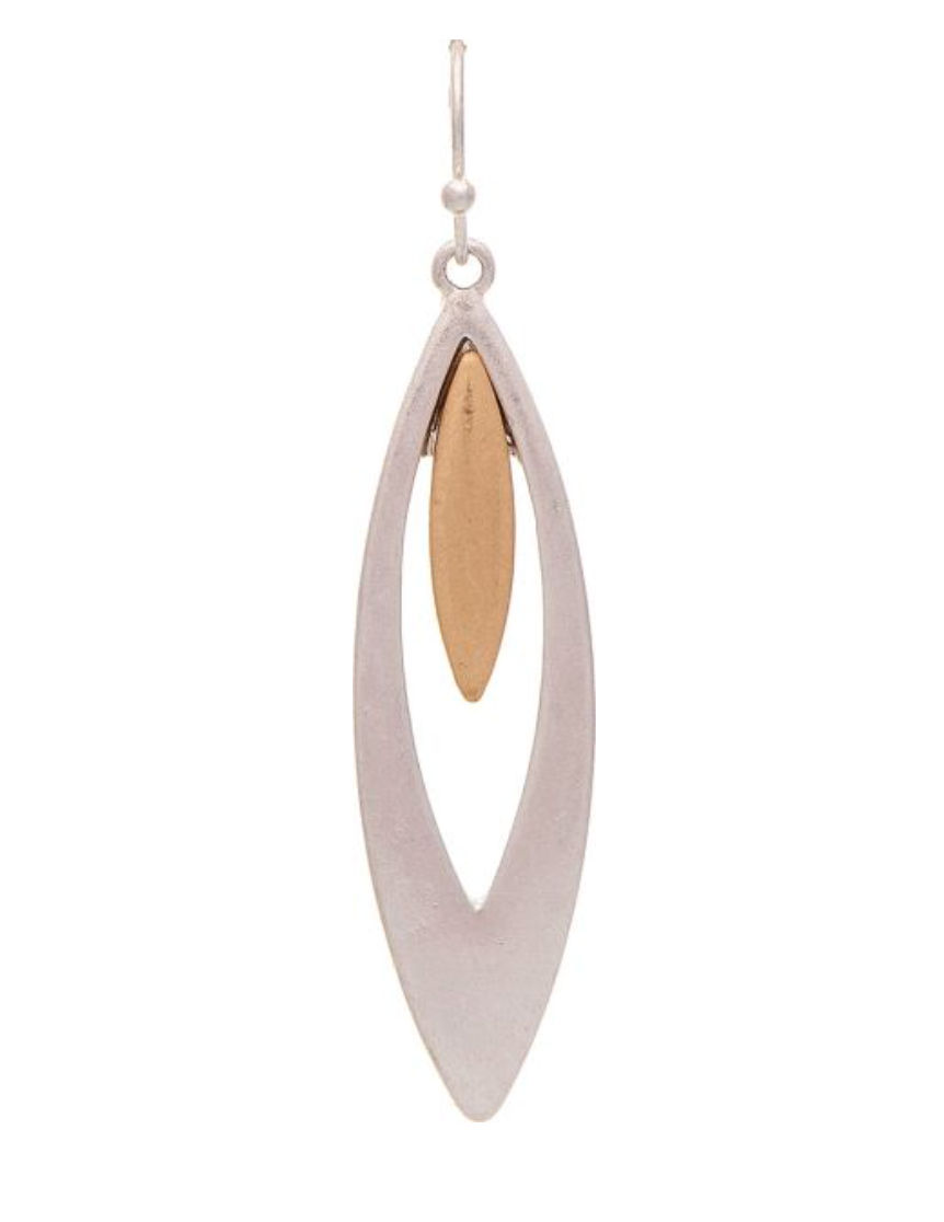 RAIN Two Tone Gold Center Ellipse Drop Earring