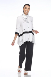 MOONLIGHT White Artsy Print Button Down Top - 3110