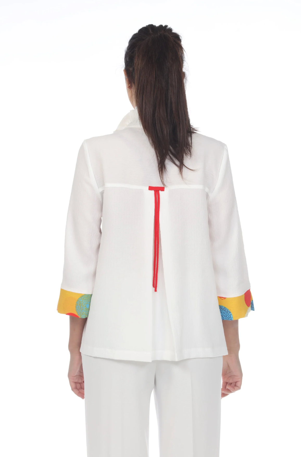 MOONLIGHT White & Accent Color Abstract Button Down Top - 3487