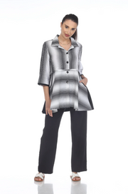 MOONLIGHT White & Gray Stripe Illusion Button Down Top - 3516
