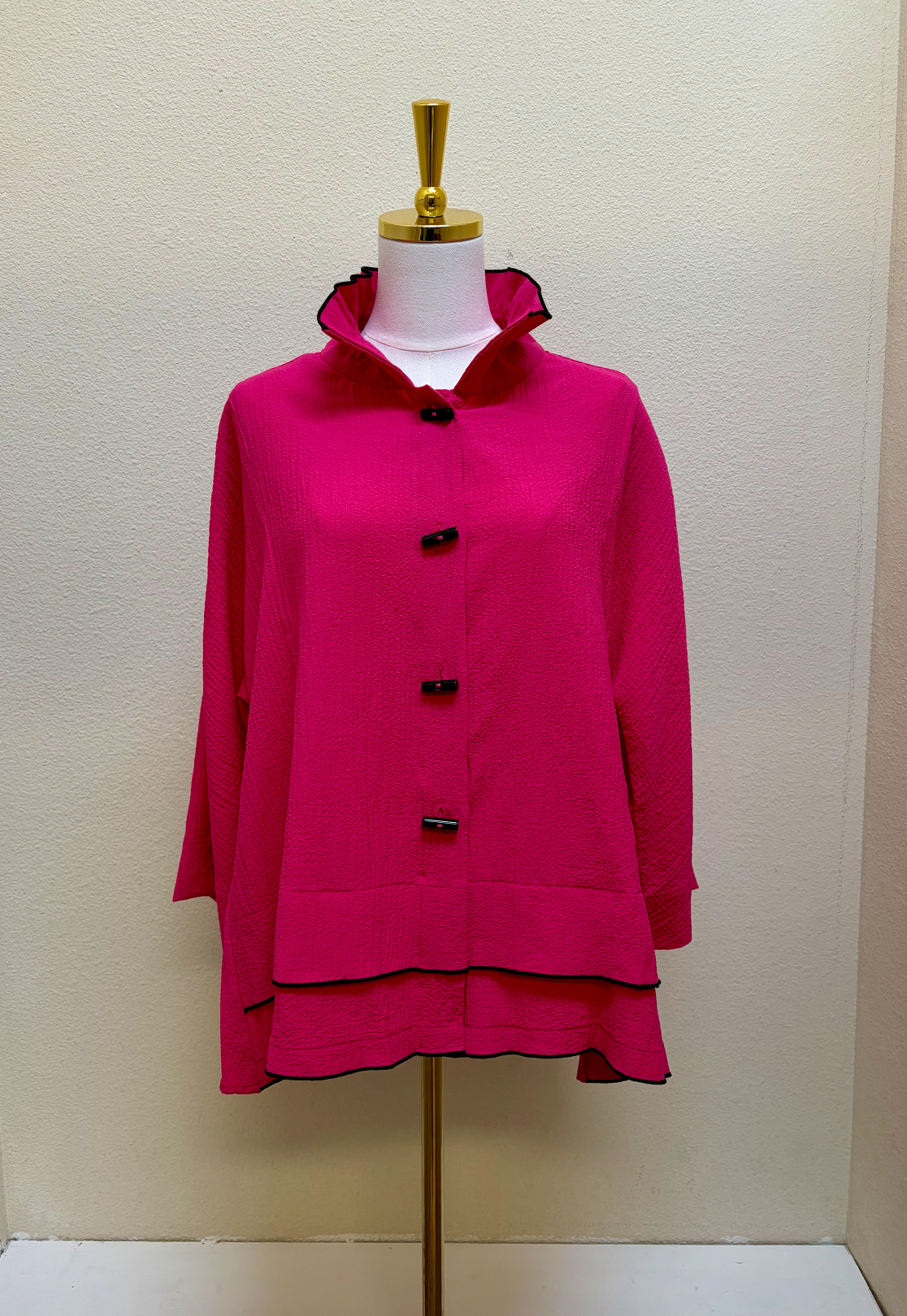 MOONLIGHT Button Down Solid Pink With Black Trim Jacket - 2694 NP