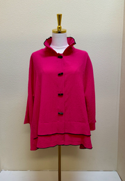 MOONLIGHT Button Down Solid Pink With Black Trim Jacket - 2694 NP