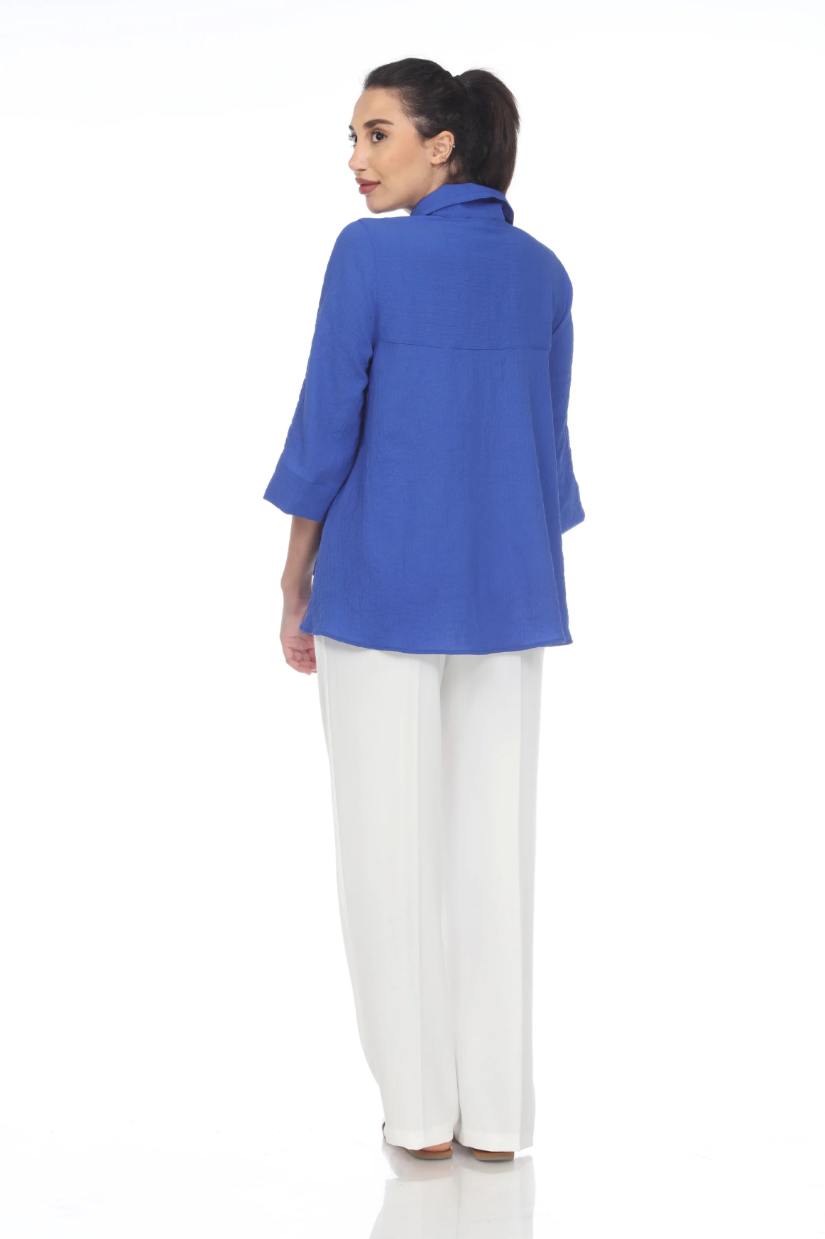 MOONLIGHT Solid Relaxed Collared Button Down Top - 3517 SOL