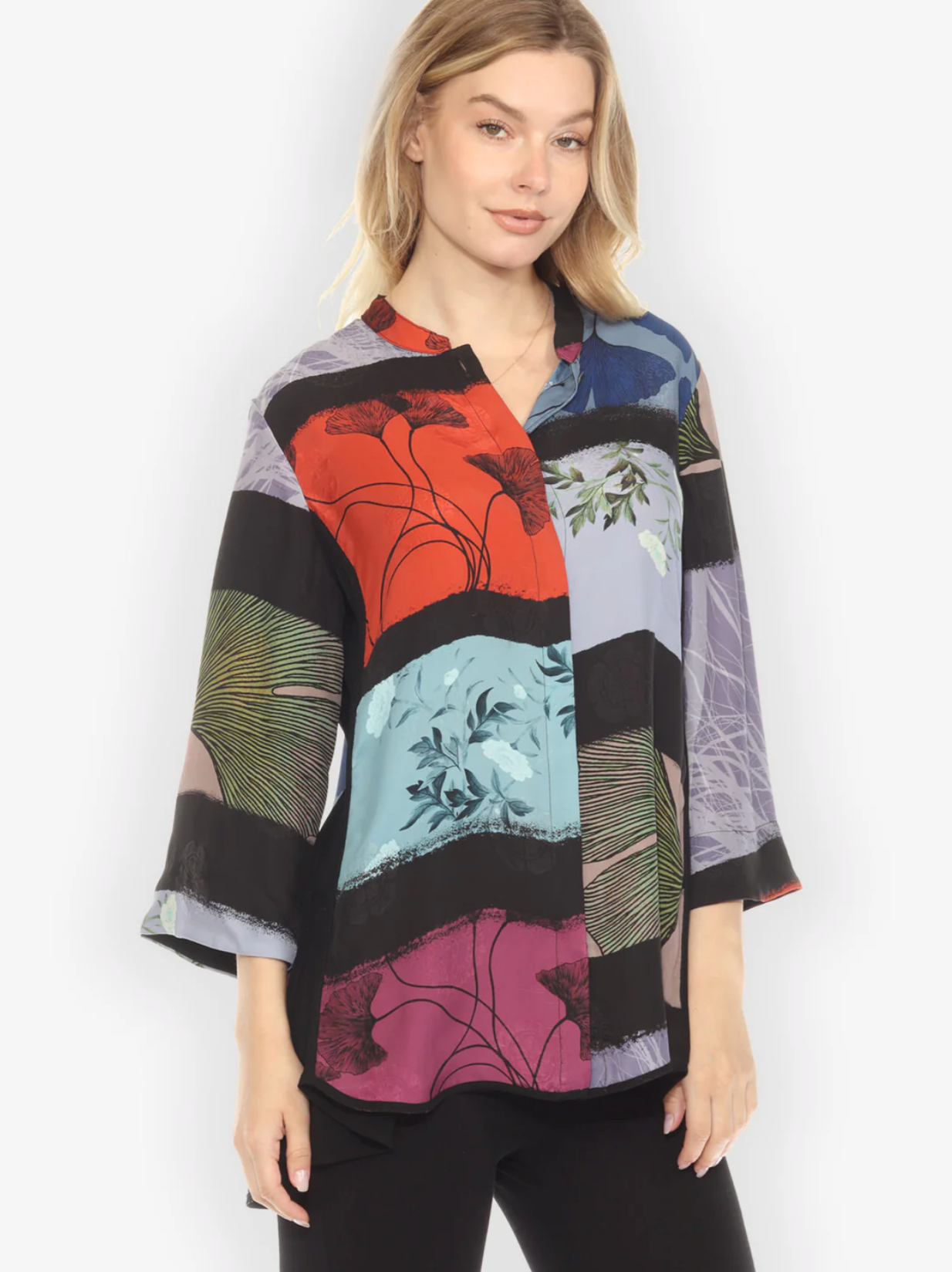 Citron "Gingko Leaves Cheerful" Silk Blouse - 2030GLC