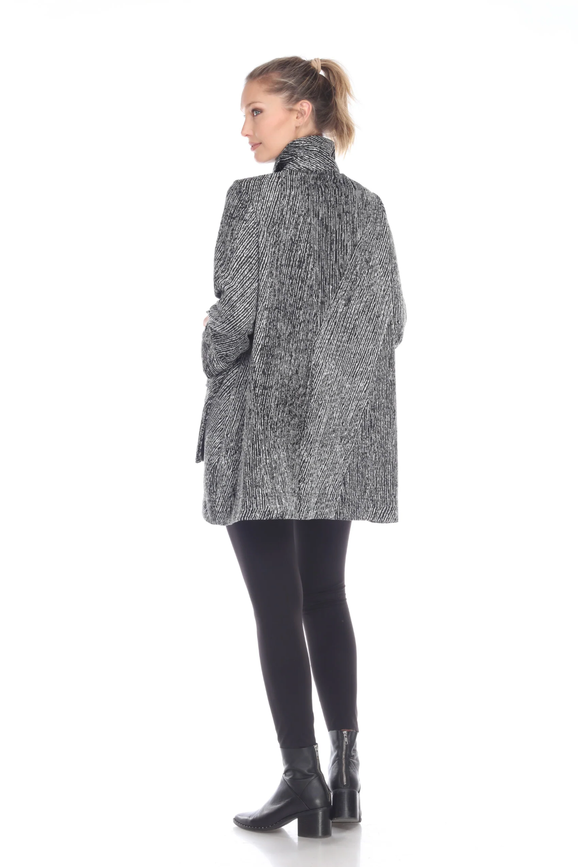MOONLIGHT Grey & Red Accent Button Front Sweater Knit Jacket - 2706-GRY