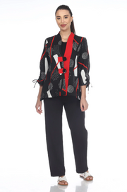 MOONLIGHT Black, White & Red Accent Two Button Front Jacket - 3483