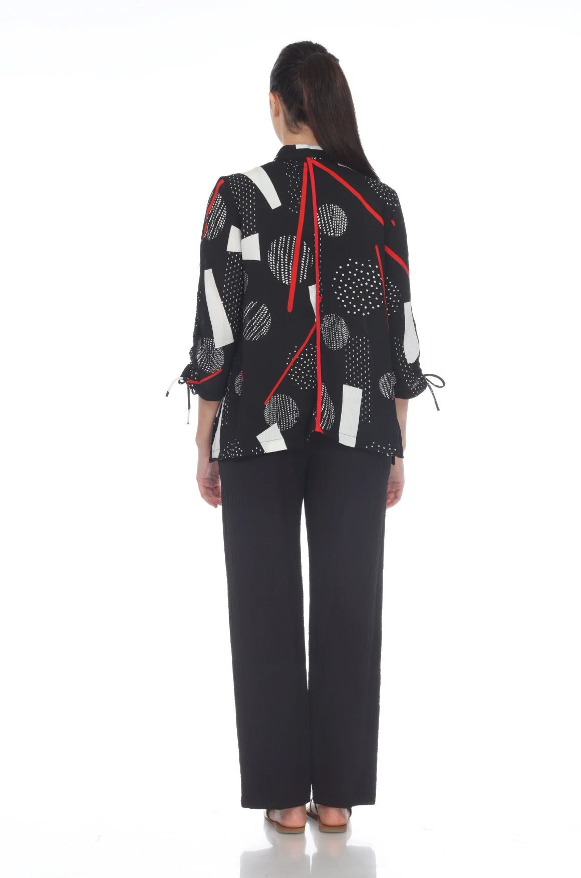 MOONLIGHT Black, White & Red Accent Two Button Front Jacket - 3483