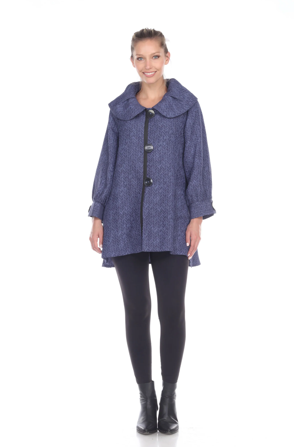 MOONLIGHT Blur Chevron Jacquard Button Front Jacket - 3156-BLU