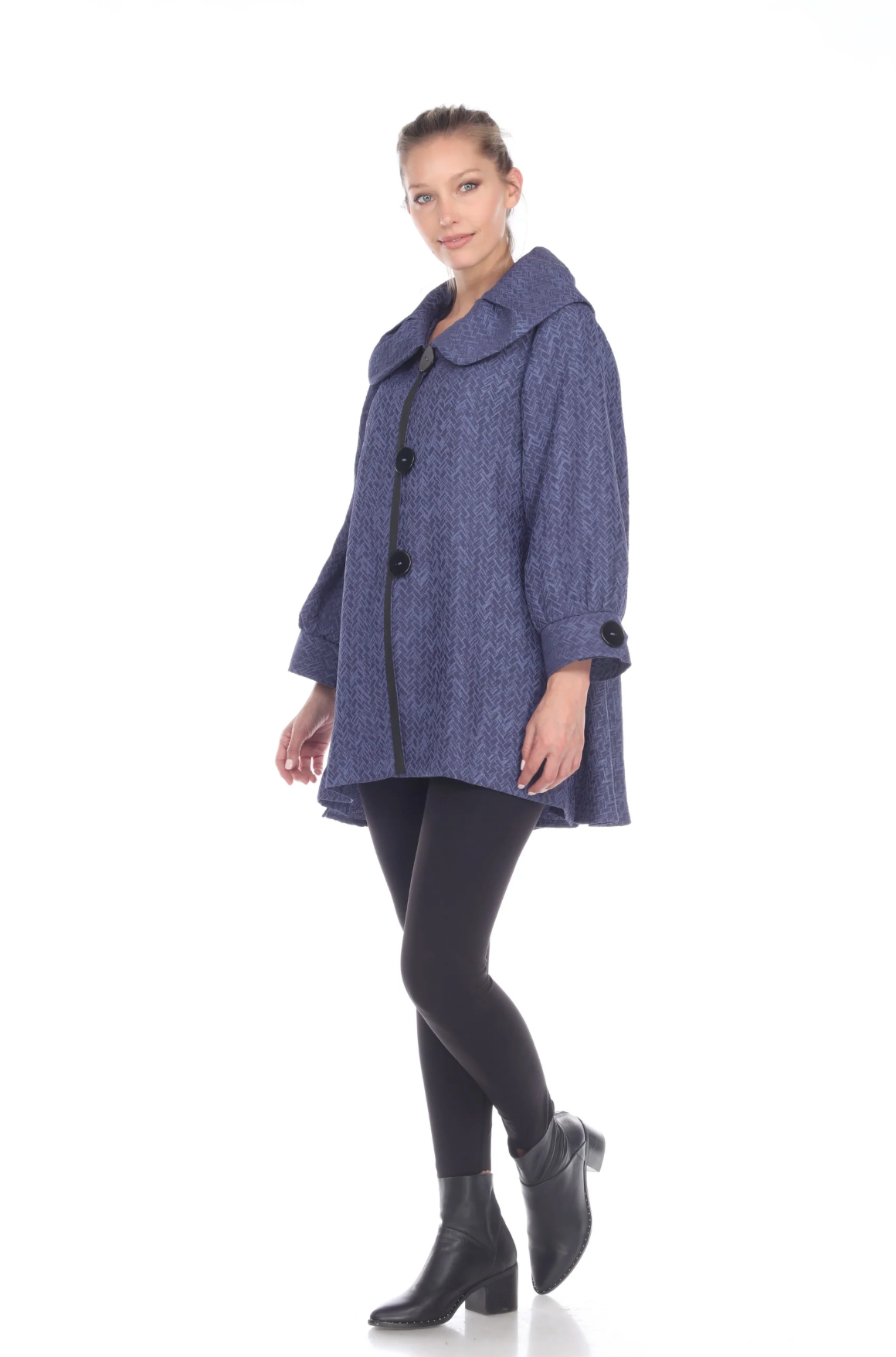 MOONLIGHT Blur Chevron Jacquard Button Front Jacket - 3156-BLU