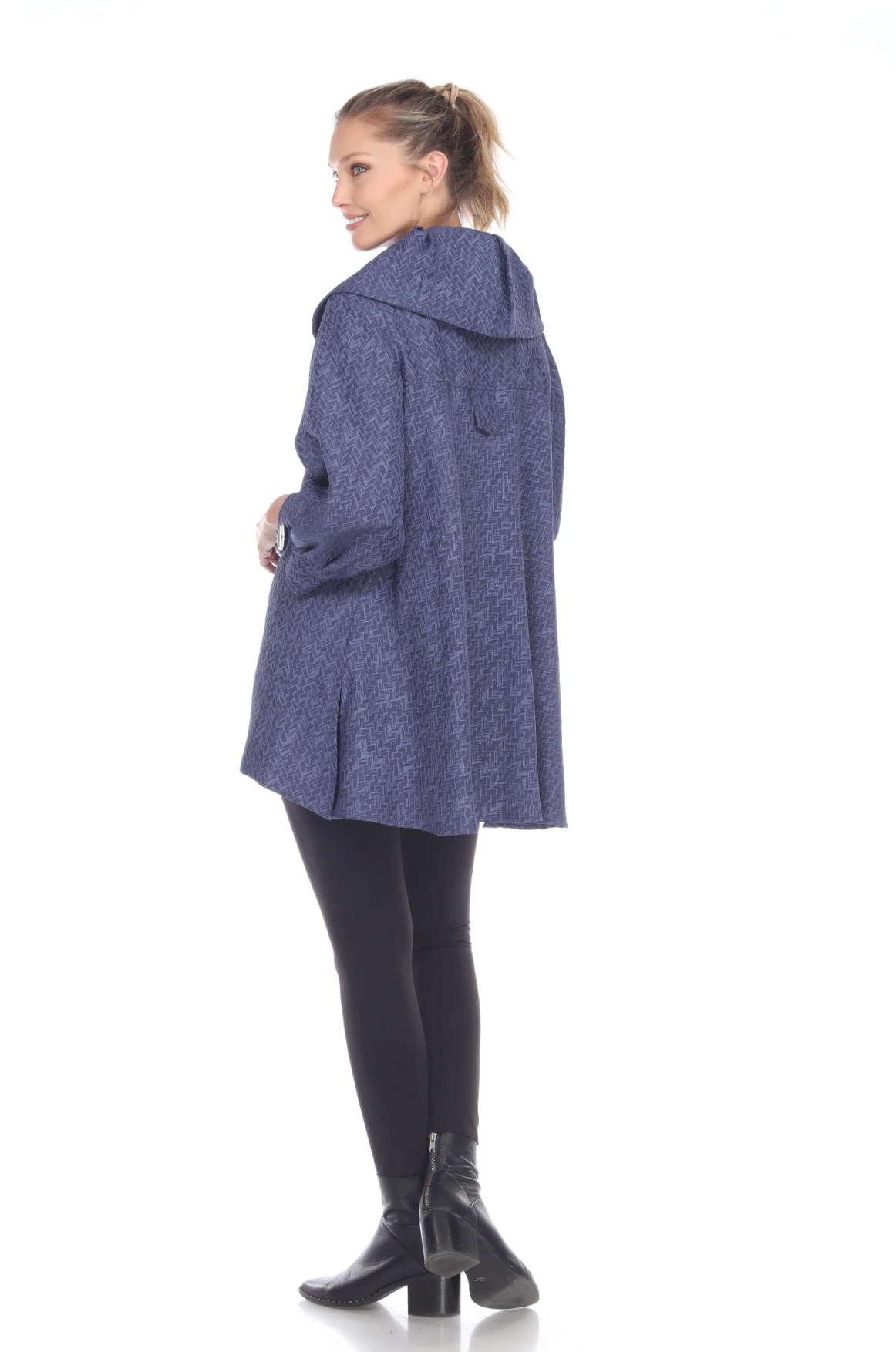 MOONLIGHT Blur Chevron Jacquard Button Front Jacket - 3156-BLU