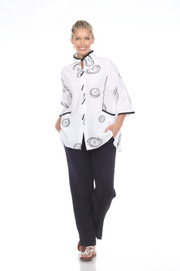 MOONLIGHT White & Black Circle Swirl Print Jacket - 2979-WHT