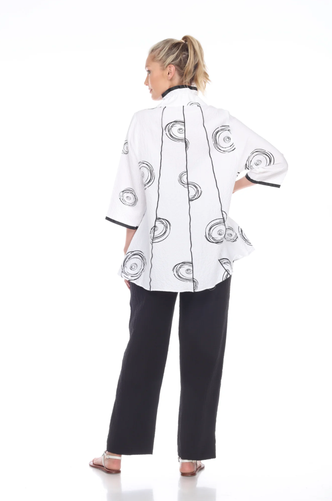 MOONLIGHT White & Black Circle Swirl Print Jacket - 2979-WHT