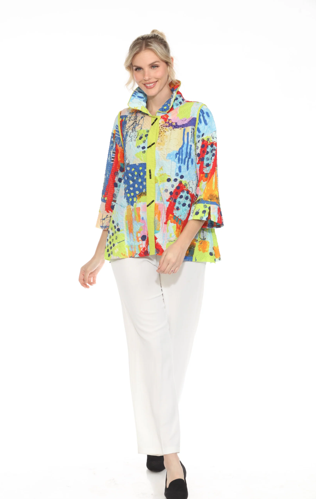 MOONLIGHT Bright Colorful Mixed Media Abstract Jacket - 3963SP