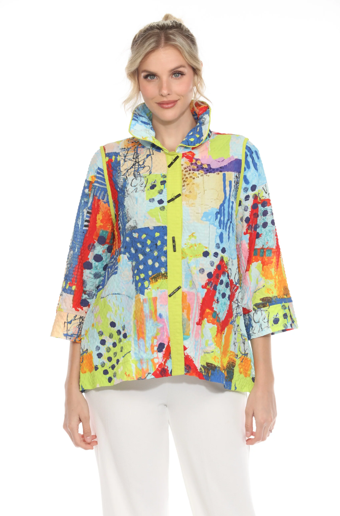 MOONLIGHT Bright Colorful Mixed Media Abstract Jacket - 3963SP