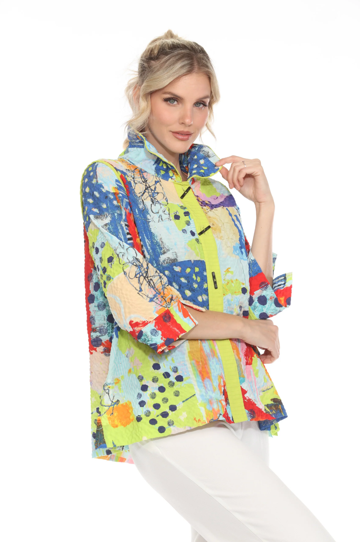 MOONLIGHT Bright Colorful Mixed Media Abstract Jacket - 3963SP