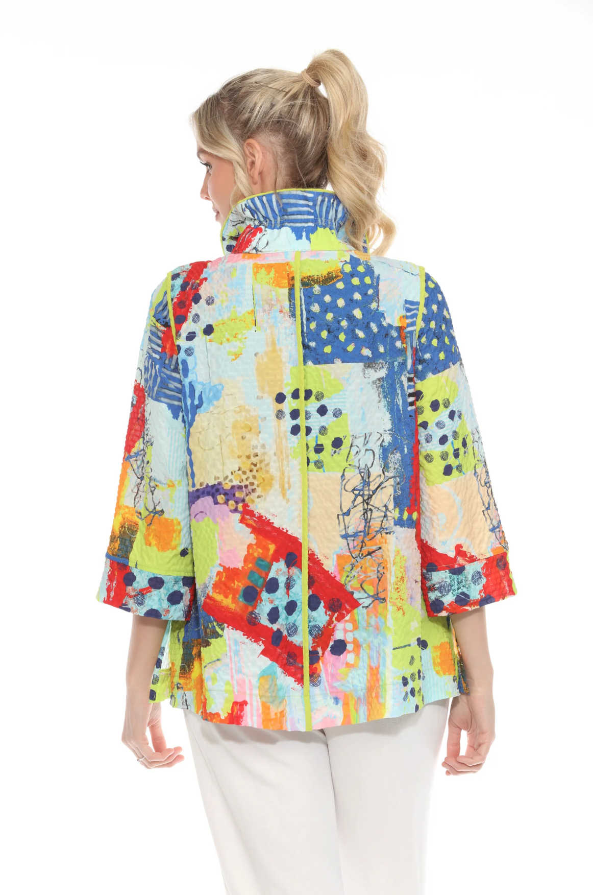 MOONLIGHT Bright Colorful Mixed Media Abstract Jacket - 3963SP