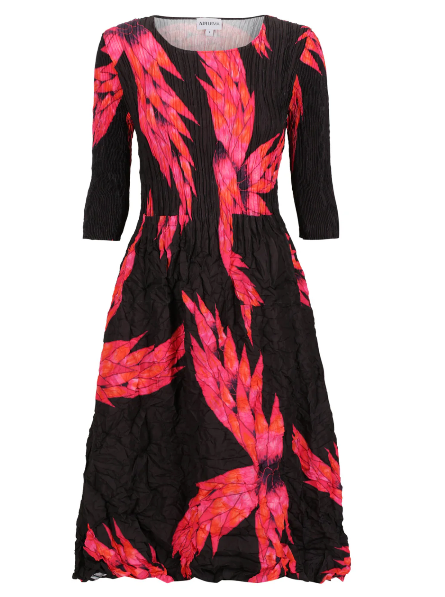 Alquema 3/4 Sleeve Smash Pocket  Dress - PINK NIGHT DRAGON